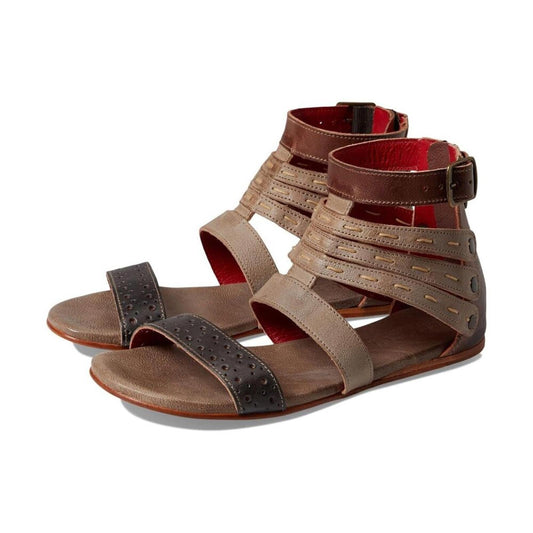 Artemis Starry Night Rustic Leather Strappy Flat Sandals