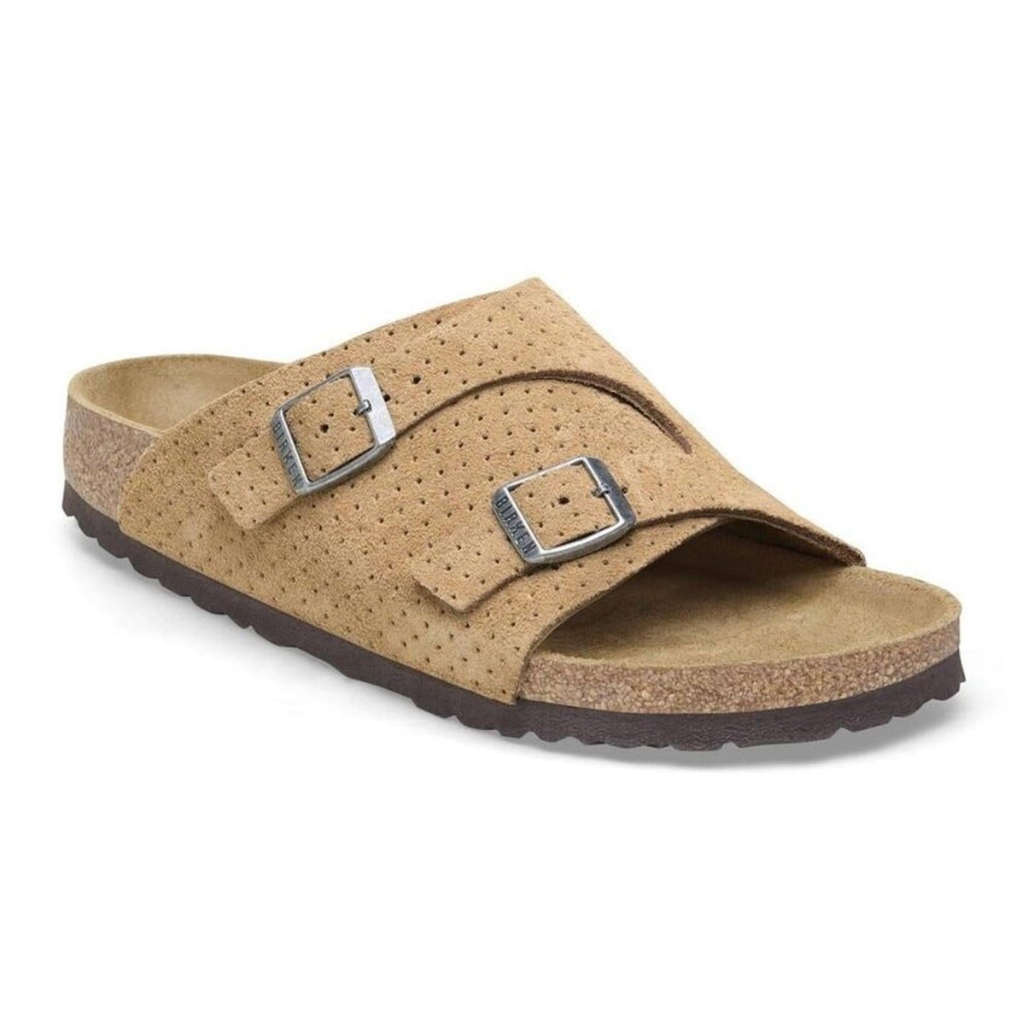 Zurich Suede Embossed Dotted New Beige Leather Sandals