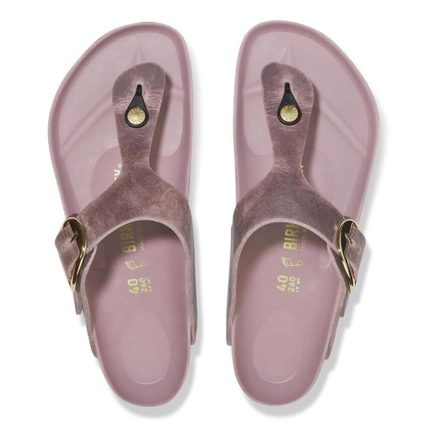 Gizeh Big Buckle Lavender Oiled Leather Sandals