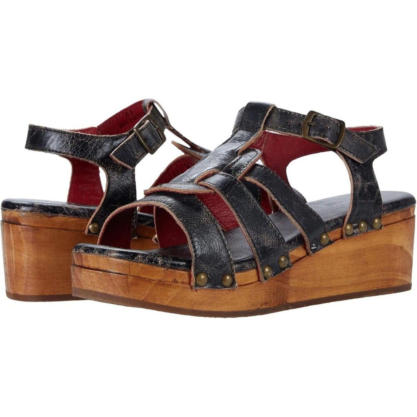 Fabiola Black Lux Leather Clog Sandals