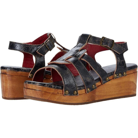 Fabiola Black Lux Leather Clog Sandals
