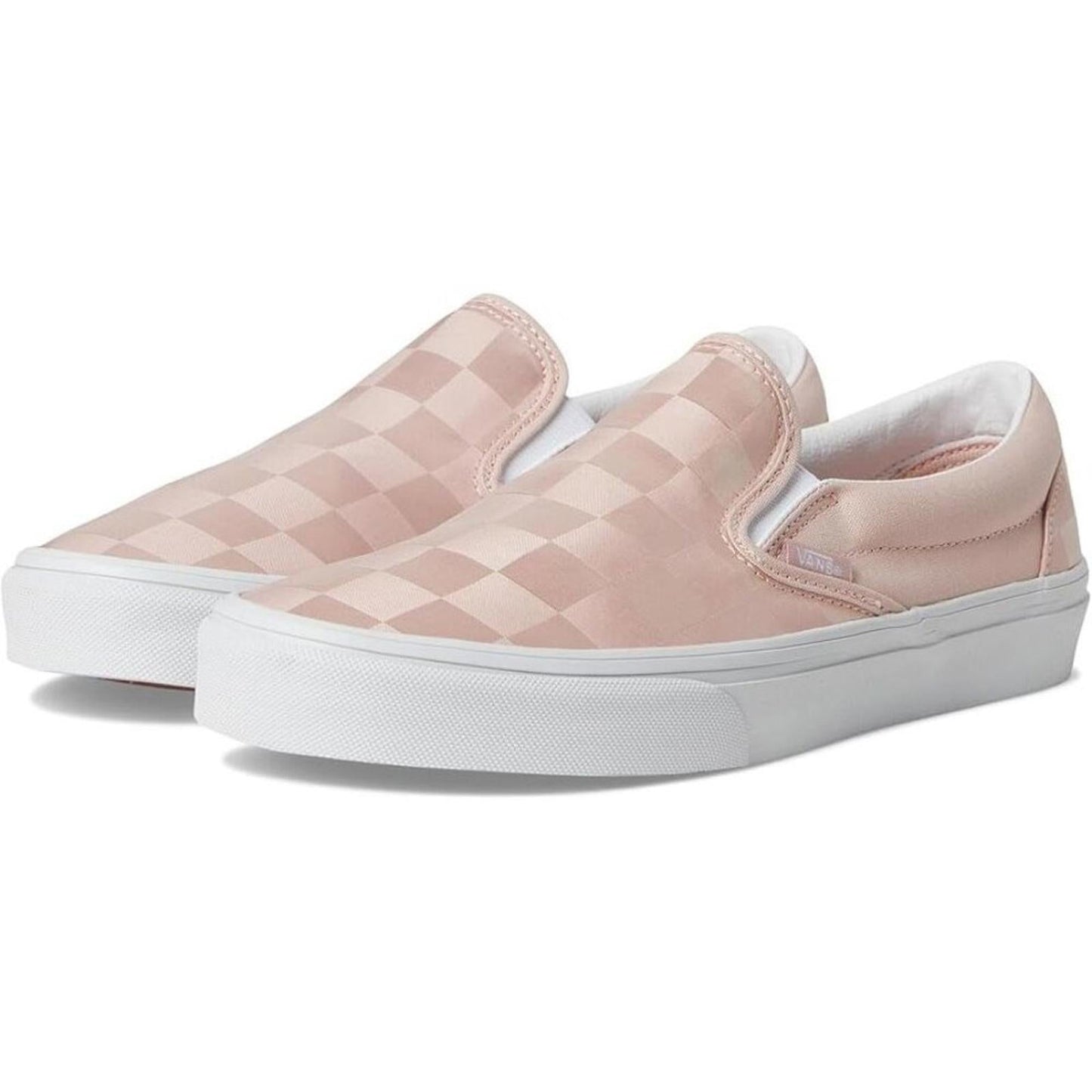 Classic Satin Checkerboard Sepia Rose Slip On Sneakers