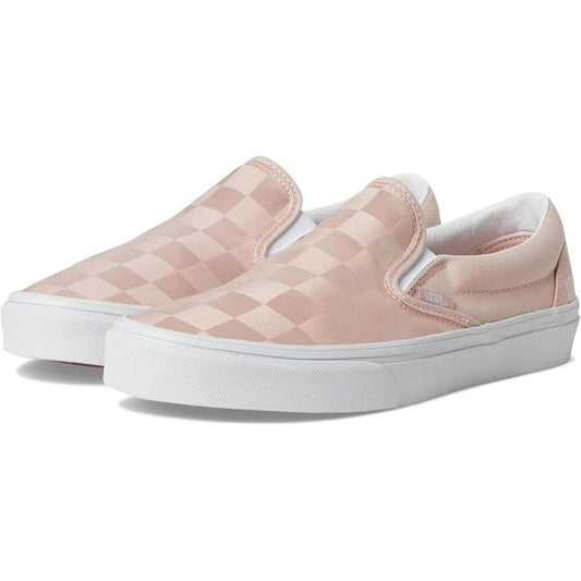 Classic Satin Checkerboard Sepia Rose Slip On Sneakers