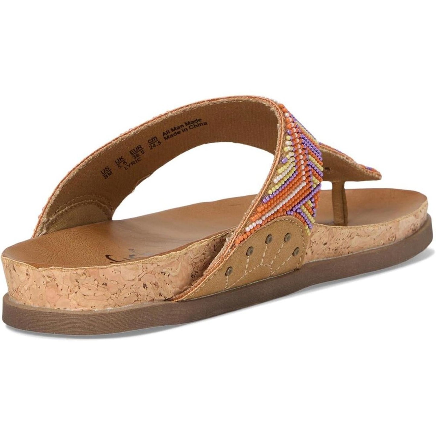 Lyric Tan Beaded Faux Nubuck Sandals