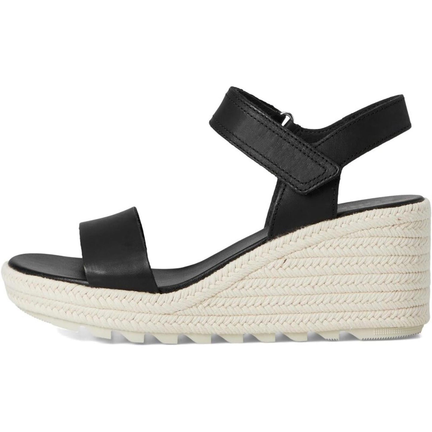 Cameron Black Leather Wedge Sandals