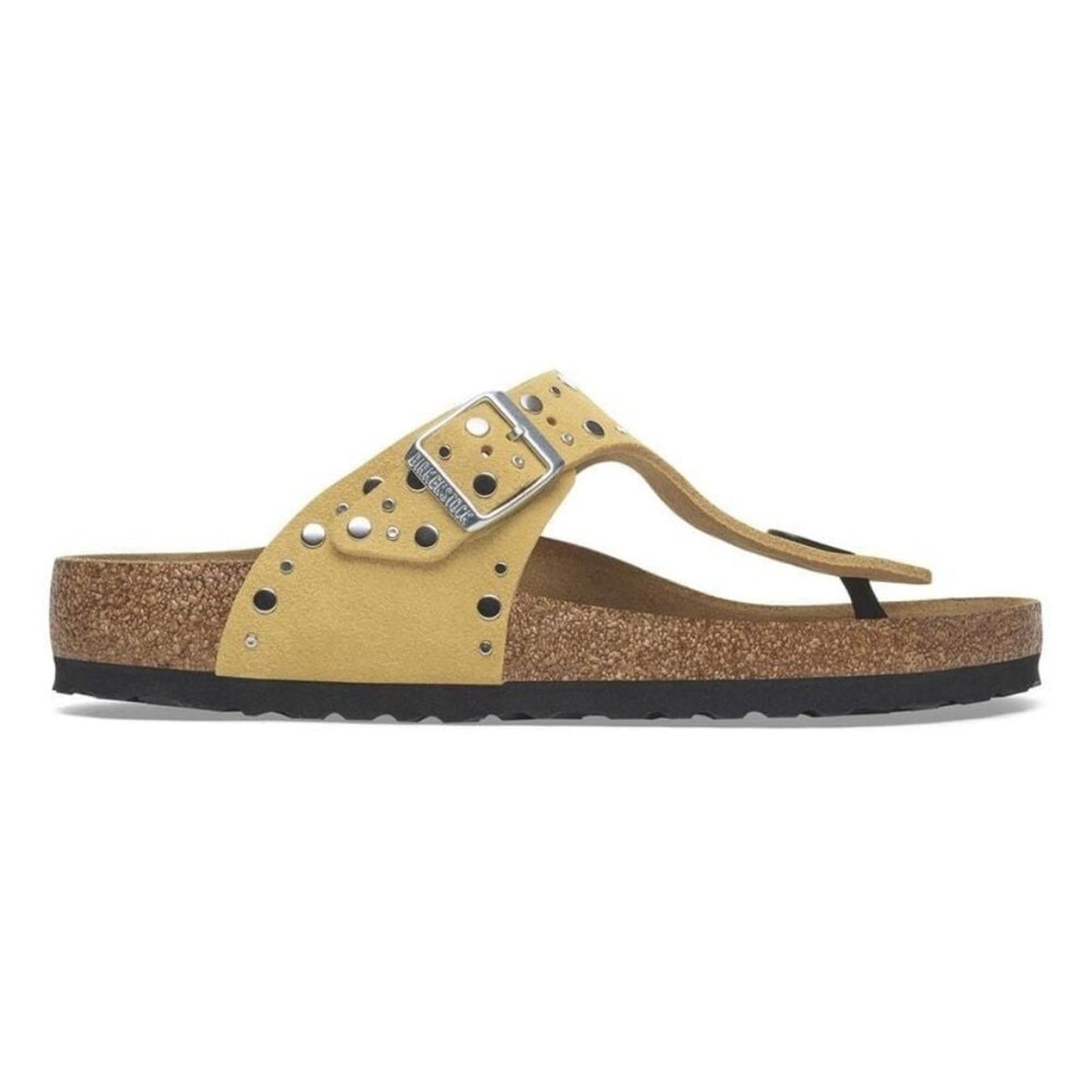 Gizeh Rivets Ochre Suede Leather Sandals