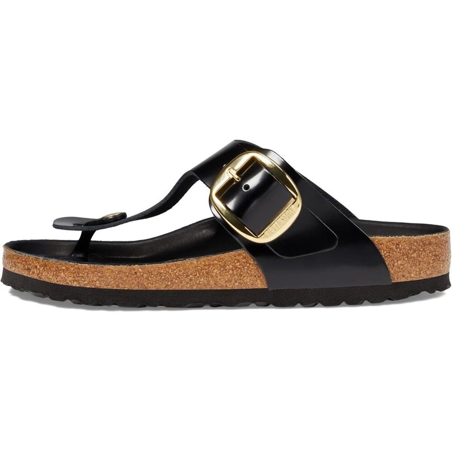 Gizeh Black Big Buckle High Shine Sandals