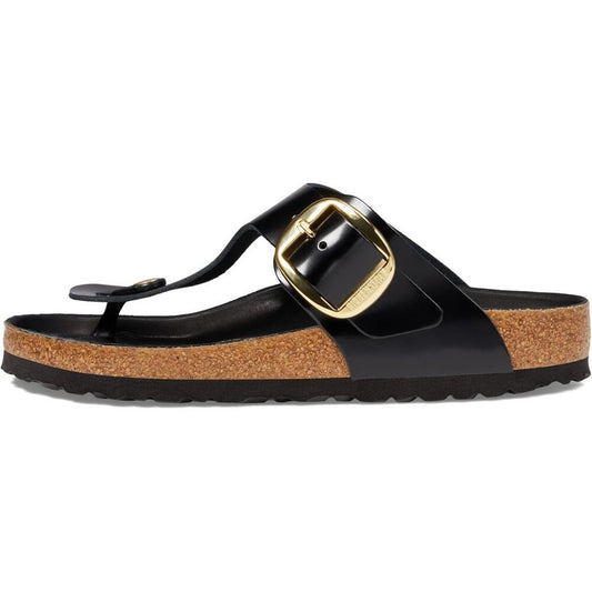 Gizeh Black Big Buckle High Shine Sandals