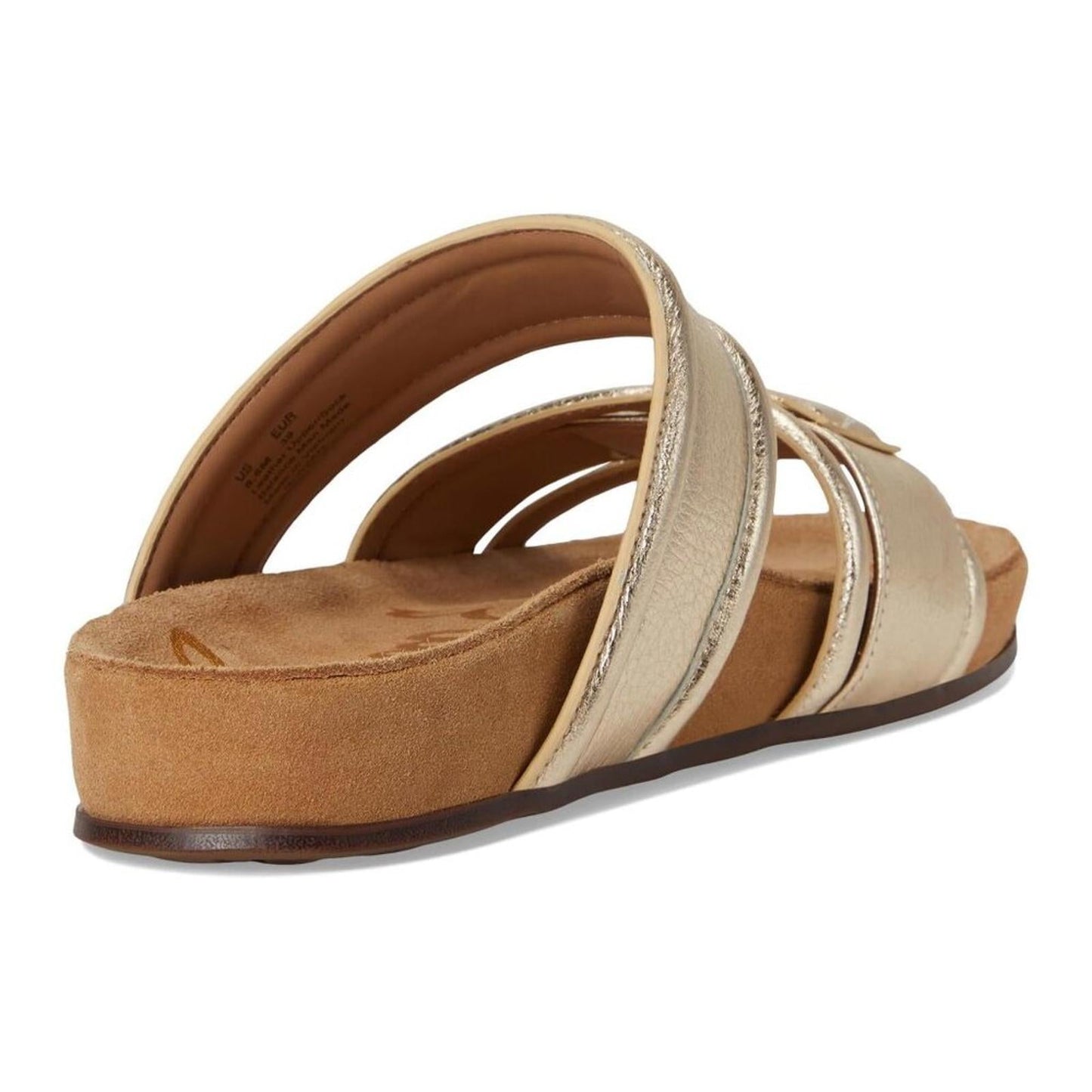 Rowan Gold Leather Flat Slide Sandals