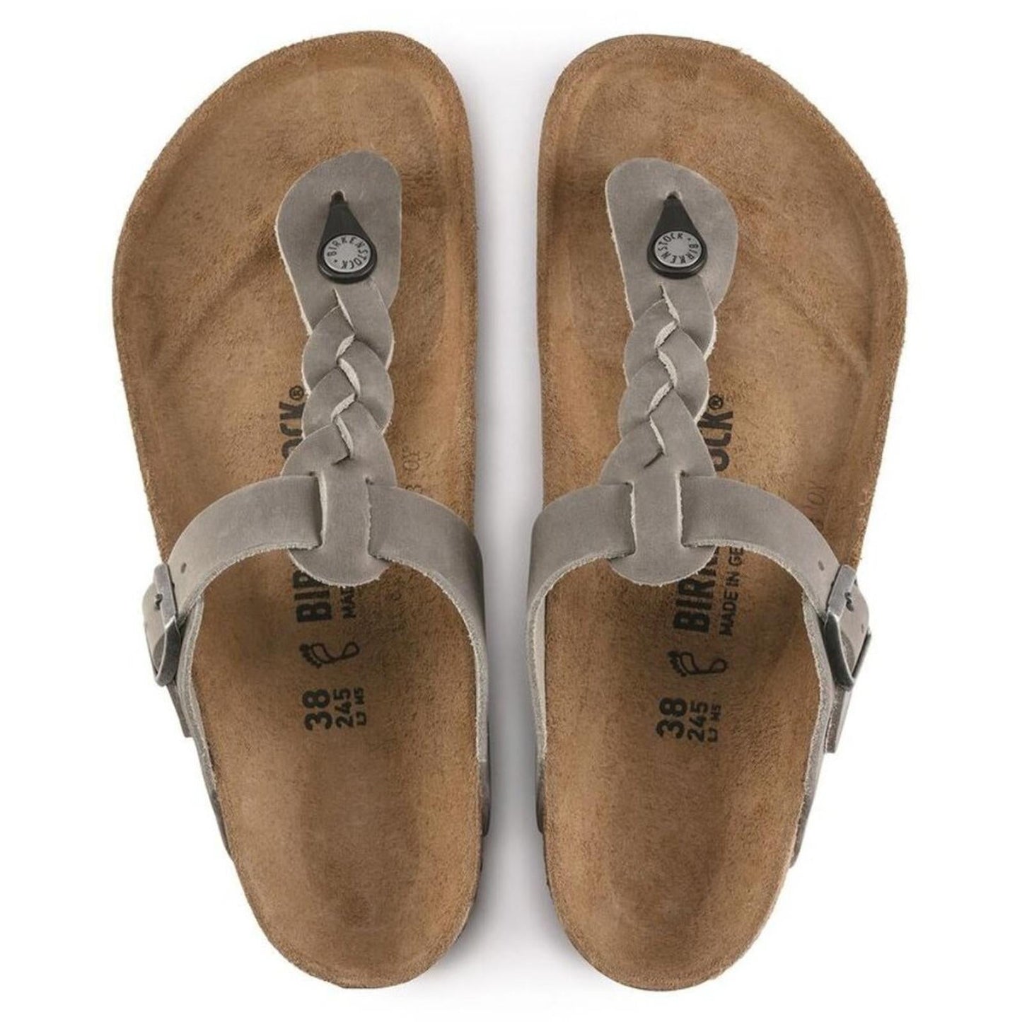 Gizeh Braided Iron Oiled Leather Sandals