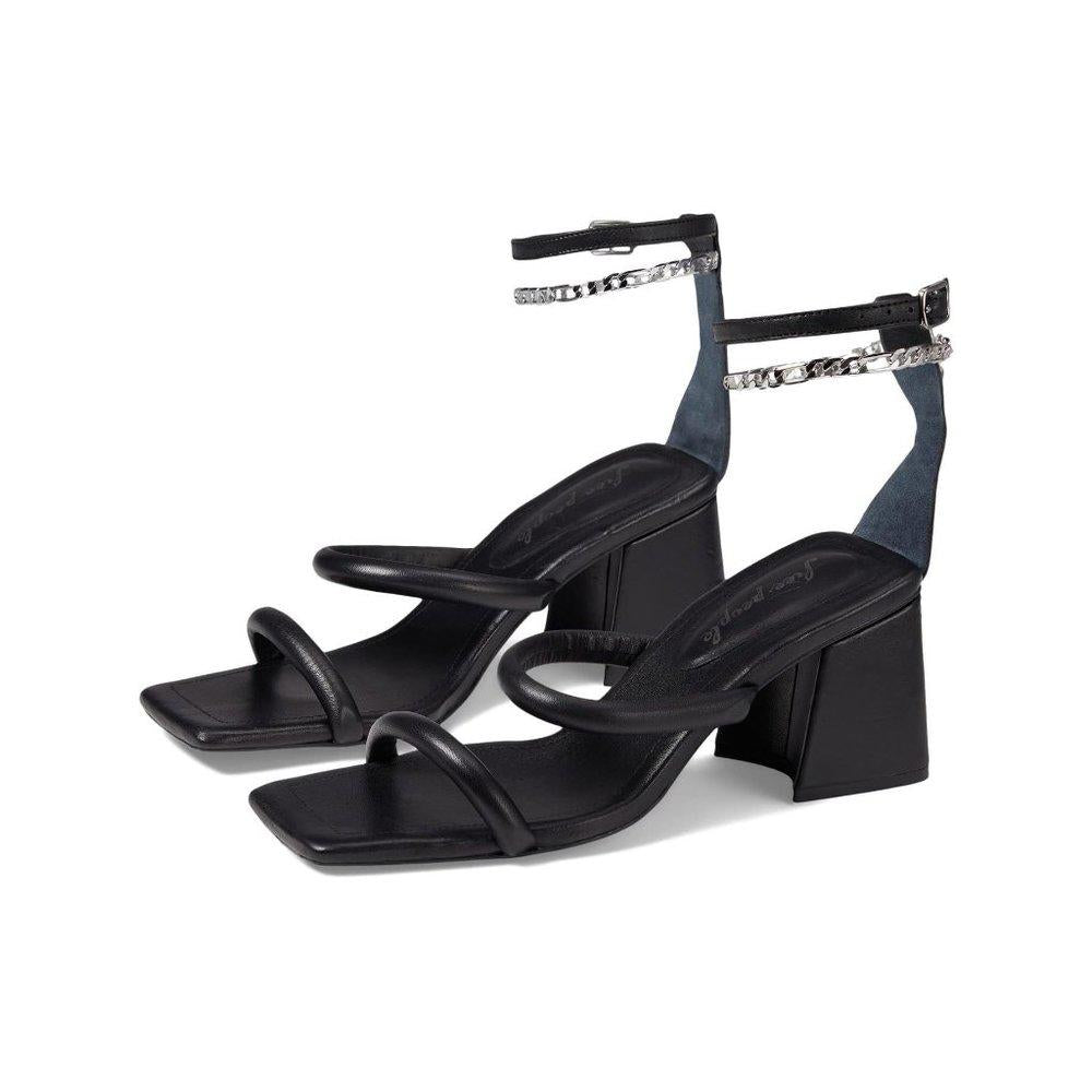 Free People Sandals Parker Black Chain Heels