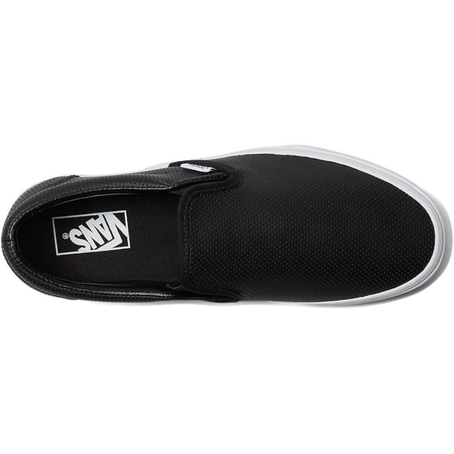 Classic Black Perf Leather Slip On Sneakers