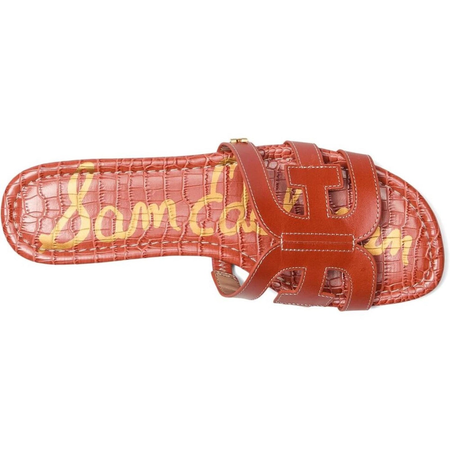 Bay Orange Sunrise Leather Flat Slide Sandals