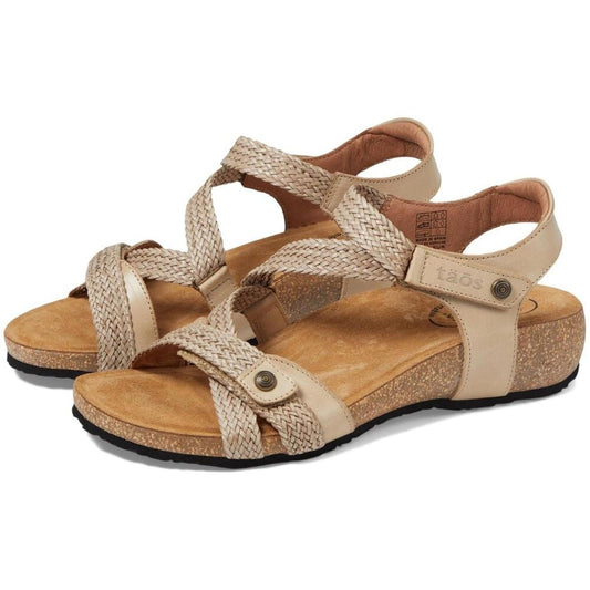 Trulie Stone Braided Leather Strap Sandals