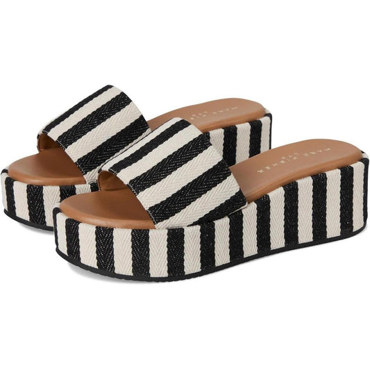 Daylin Black Stripe Wedge Sandals