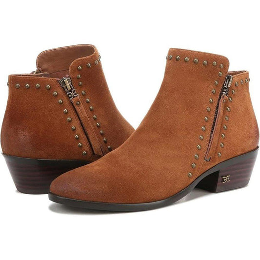 Paola Frontier Brown Leather Studded Ankle Booties