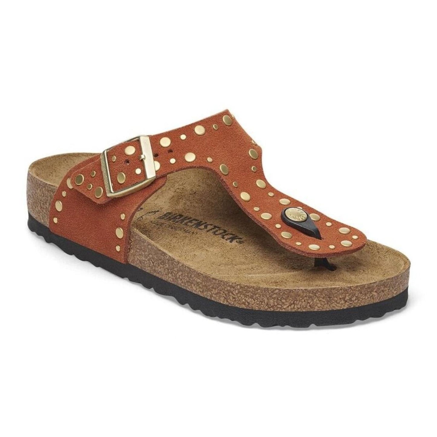 Gizeh Rivets Dark Rust Suede Leather Sandals