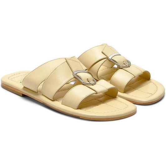 Free People Sandals Sloan Buttermilk Leather Buckle Flat Slides
