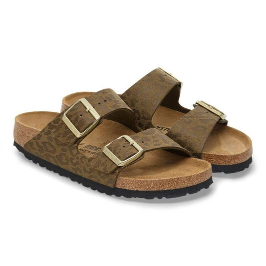 Arizona Khaki Leopard Buckle Sandals