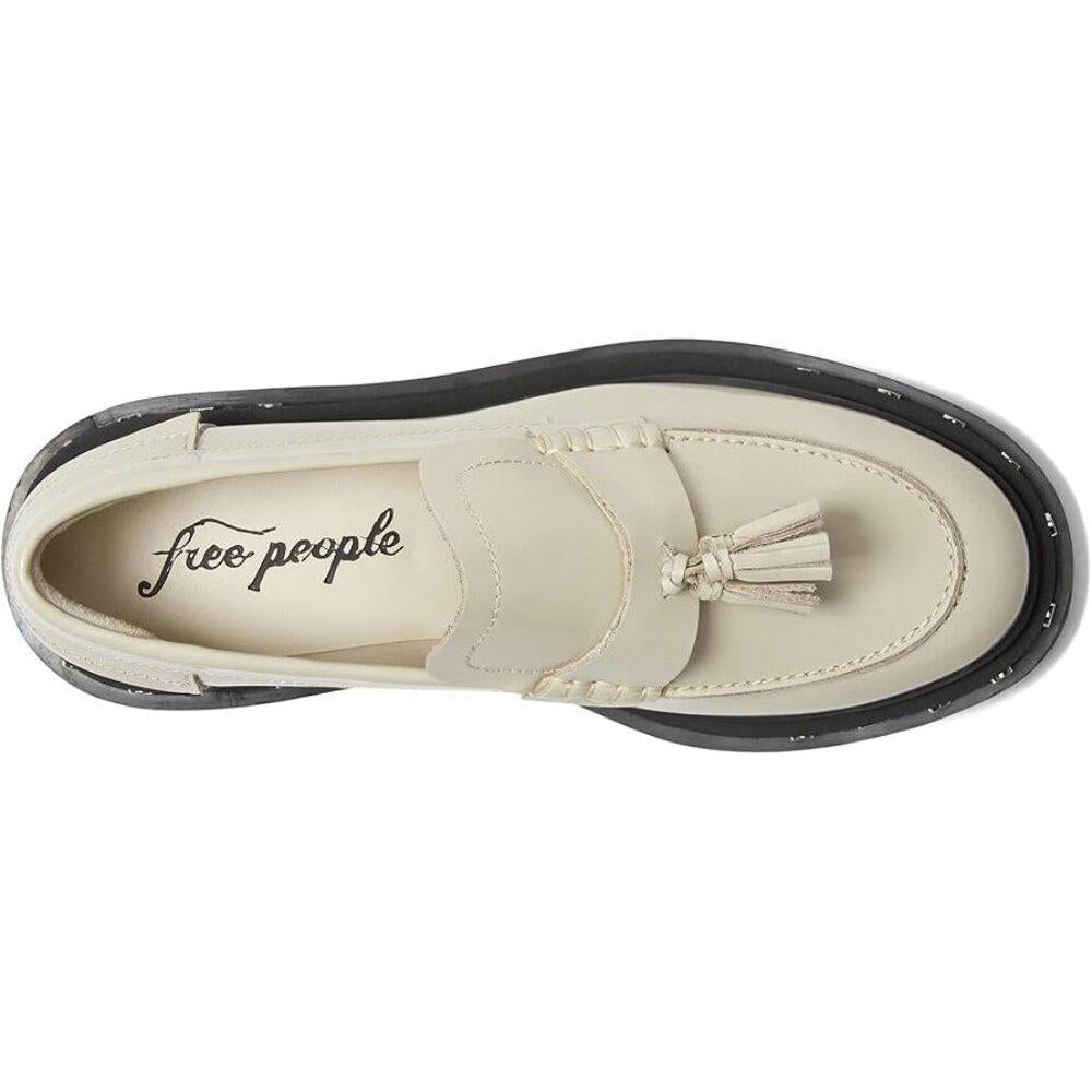 Teagan Antique Ivory Leather Tassel Loafers
