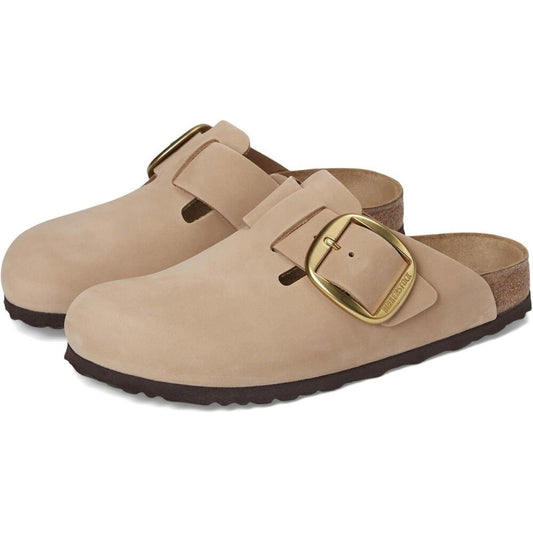 Boston Big Buckle Sandcastle Nubuck Leather Clogs