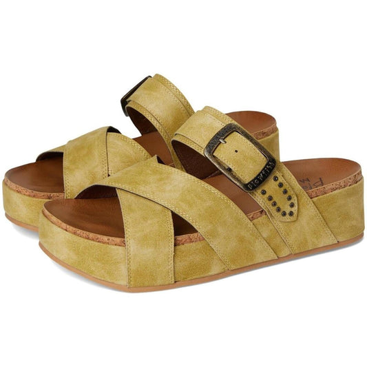 Iris Pistachio Faux Suede Sandals