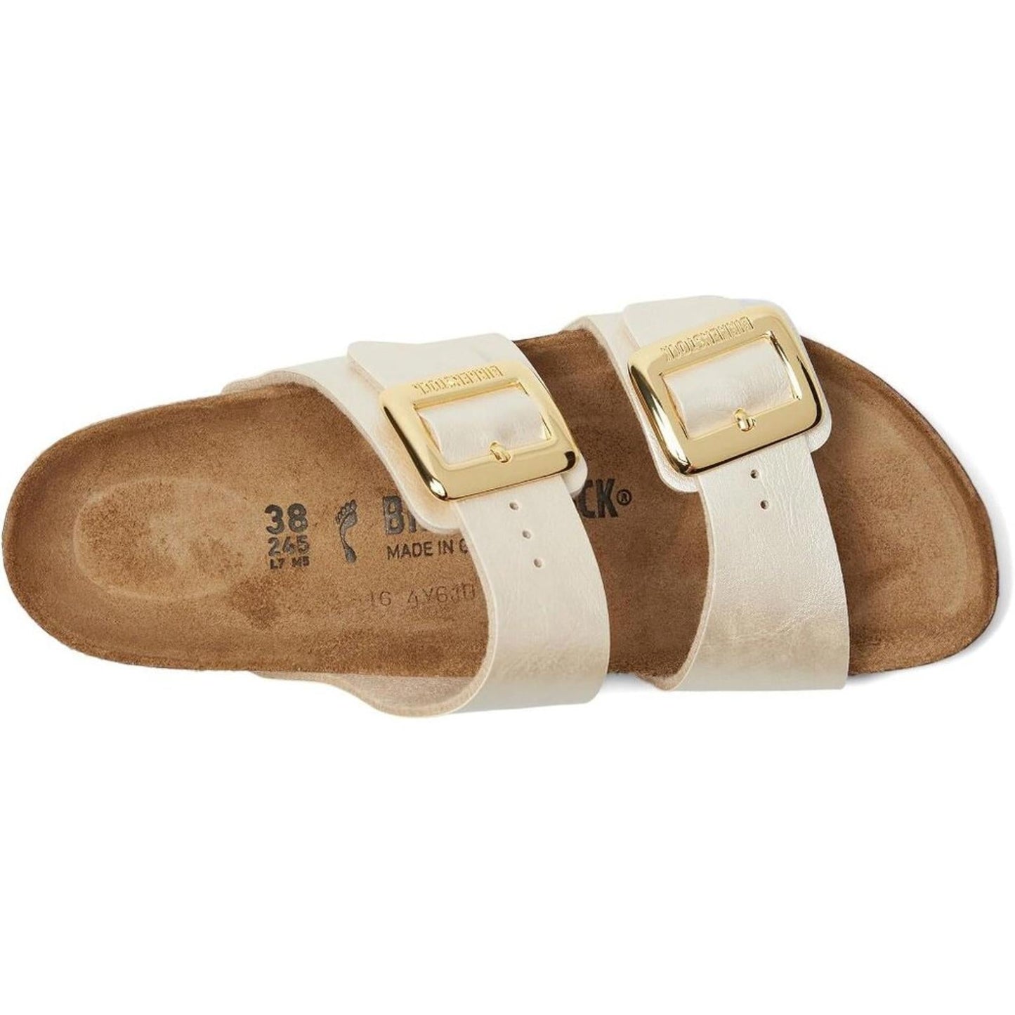 Sydney Luxe Buckle Pearl White Slide Sandals