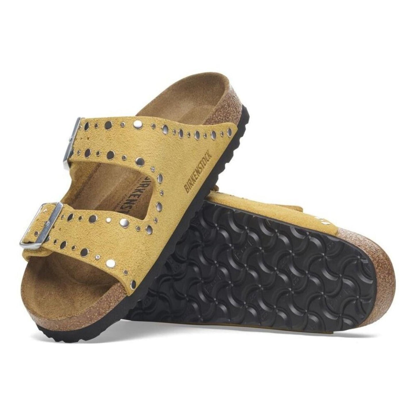 Arizona Rivets Ochre Suede Leather Sandals