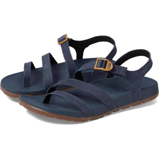 Lowdown Navy Leather Strappy Sandals