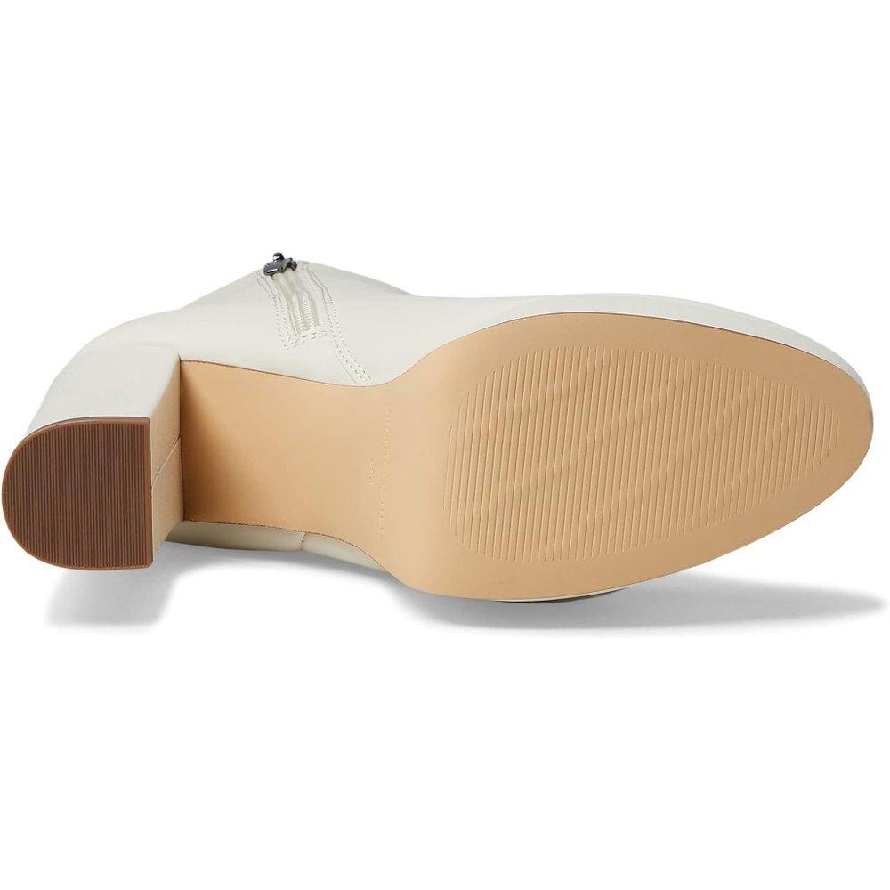 Rublia Cream Leather Heeled Ankle Booties