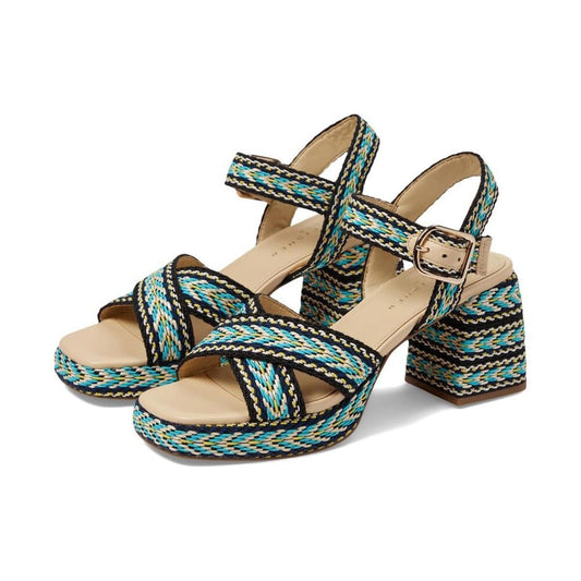 Gemmi Blue Multi Heeled Sandals