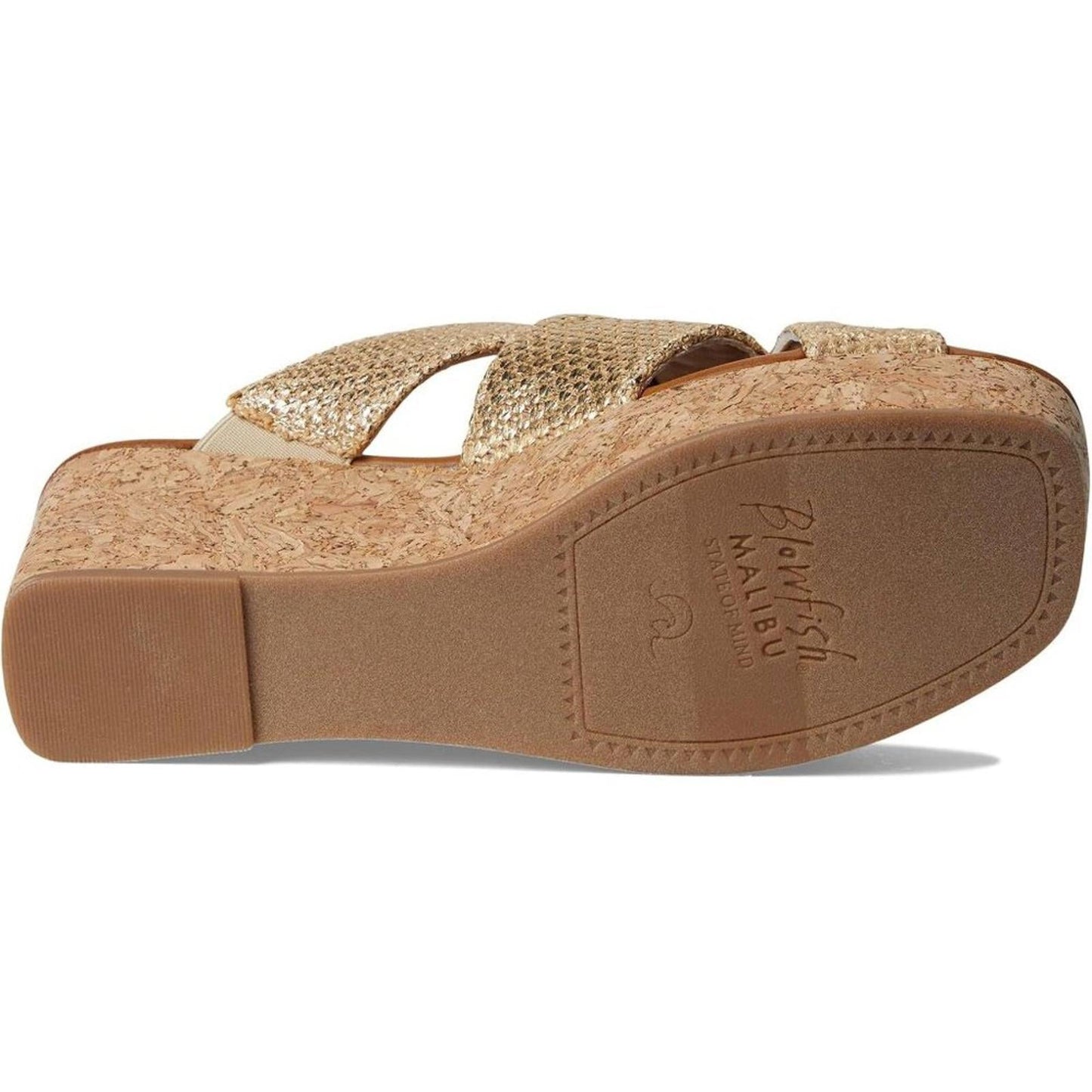 Abi Gold Faux Raffia Wedge Sandals