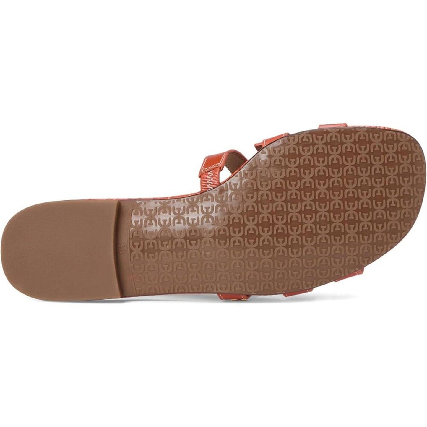 Bay Orange Sunrise Leather Flat Slide Sandals