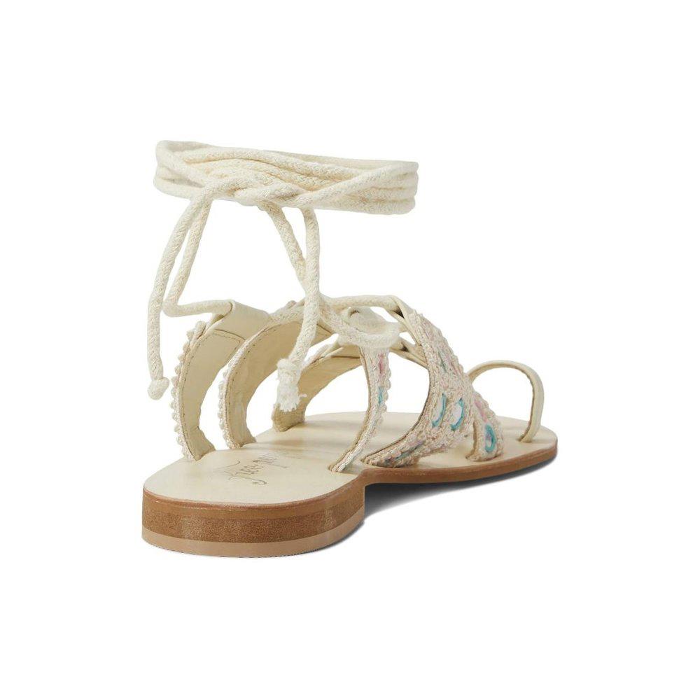 Free People Sandals Mantra Natural Leather Lace Up Flats