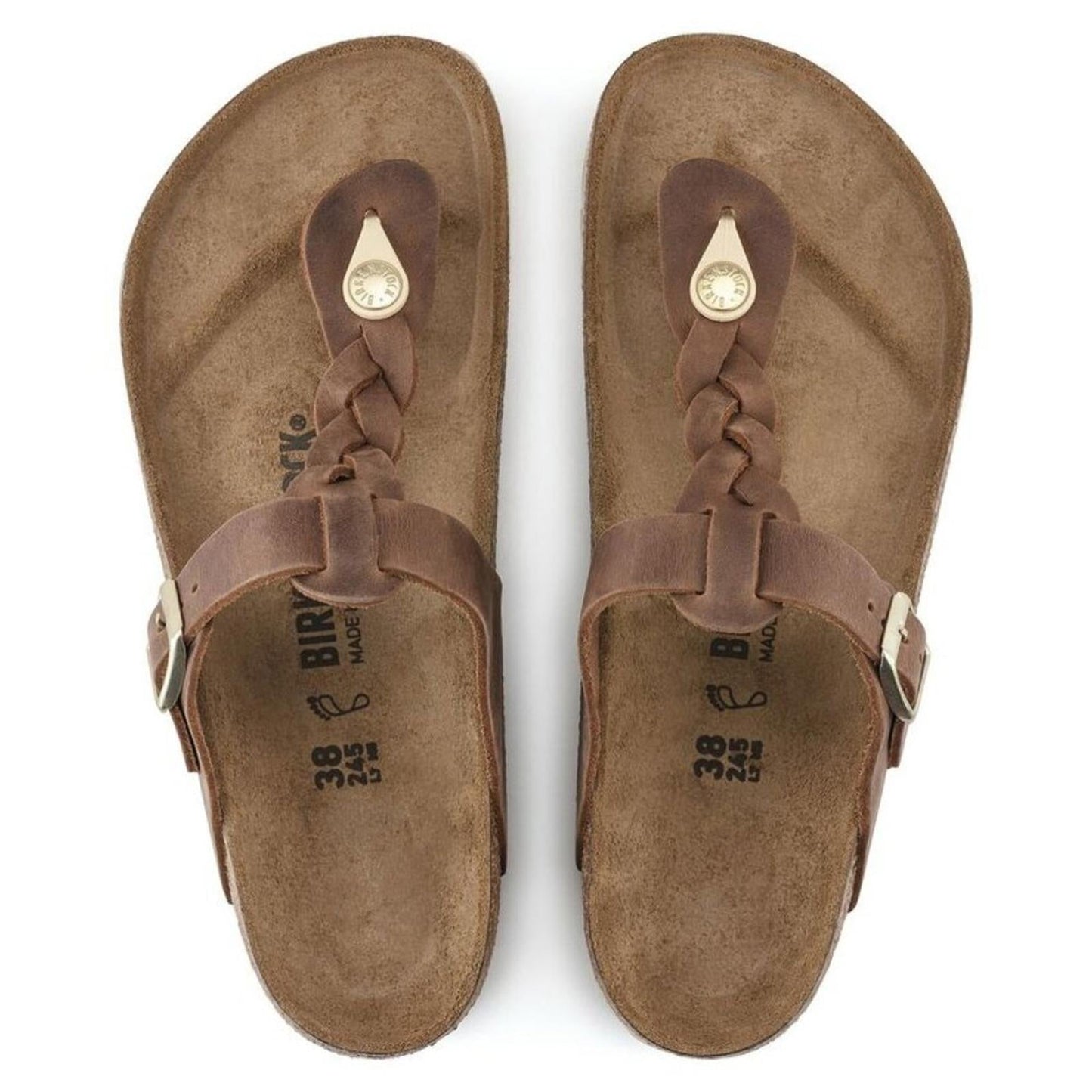Gizeh Braided Cognac Oiled Leather Sandals