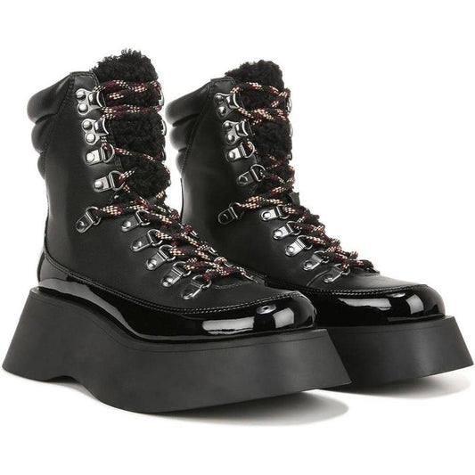 Gail Black Lace Up Hiker Boots