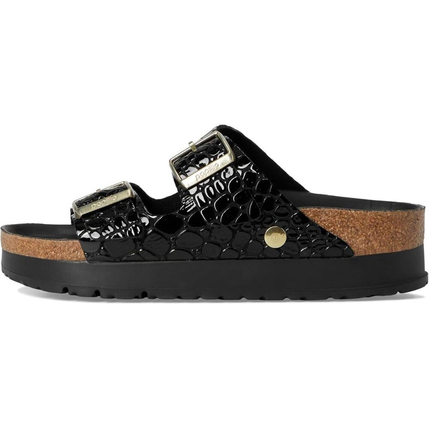 Papillio Arizona Black Embossed Platform Sandals