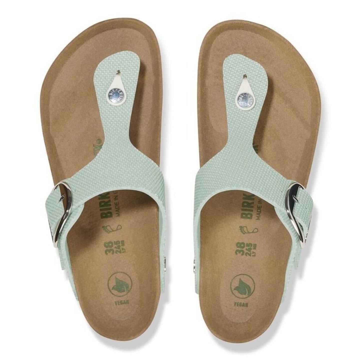 Gizeh Vegan Big Buckle Surf Green Textile Canvas Sandals