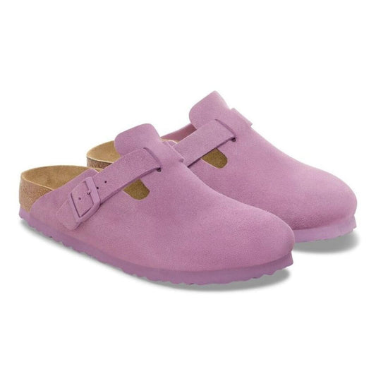 Boston Mauve Suede Leather Clogs