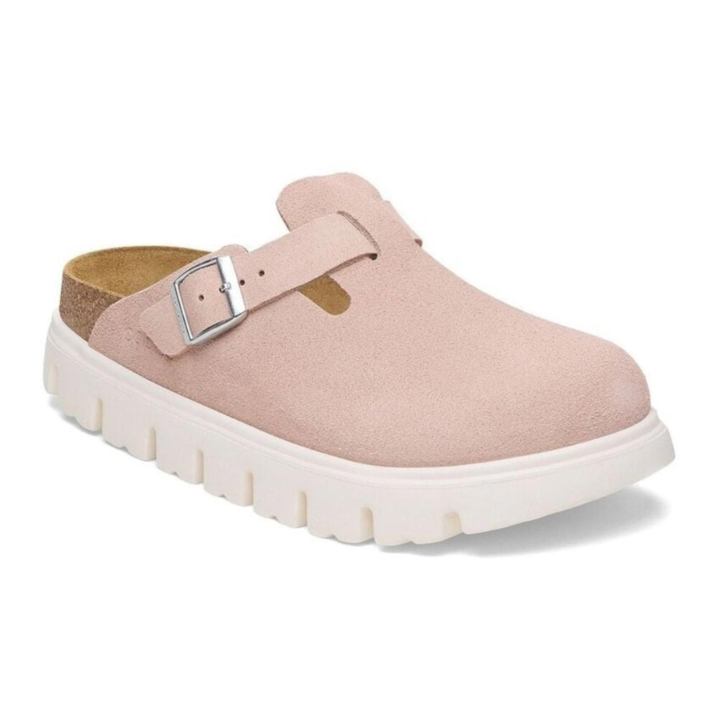 Papillio Boston Chunky Light Rose Suede Leather Clogs