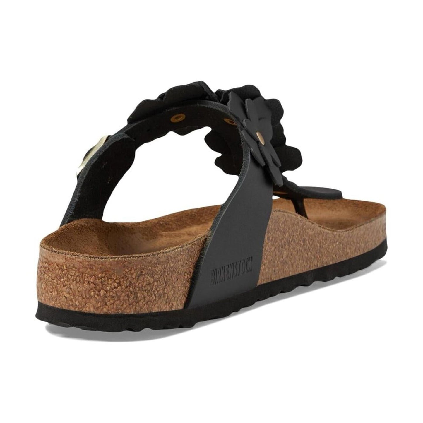 Gizeh Black Leather Flowers Sandals