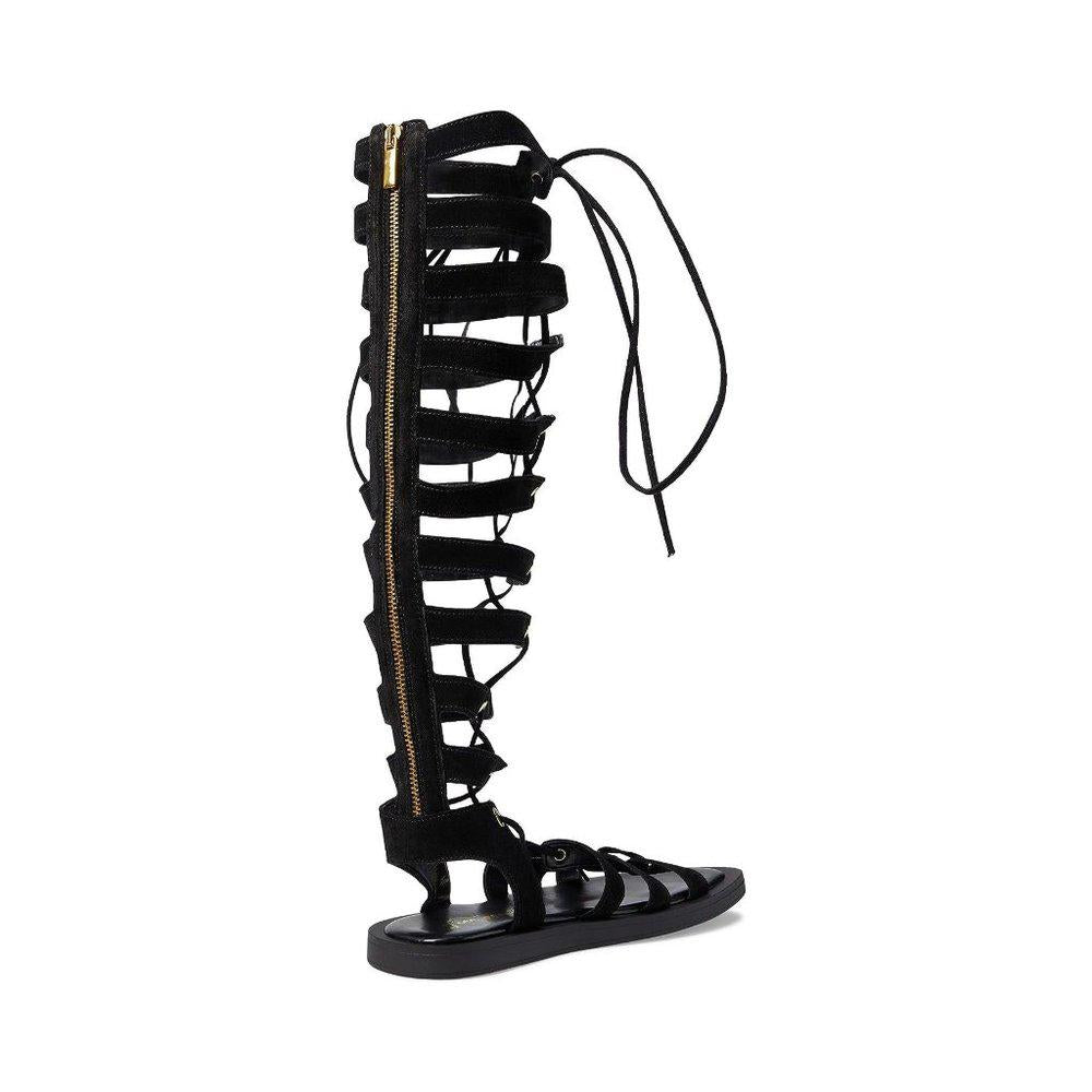 Free People Sandals Sun Chaser Black Leather Gladiator Flats
