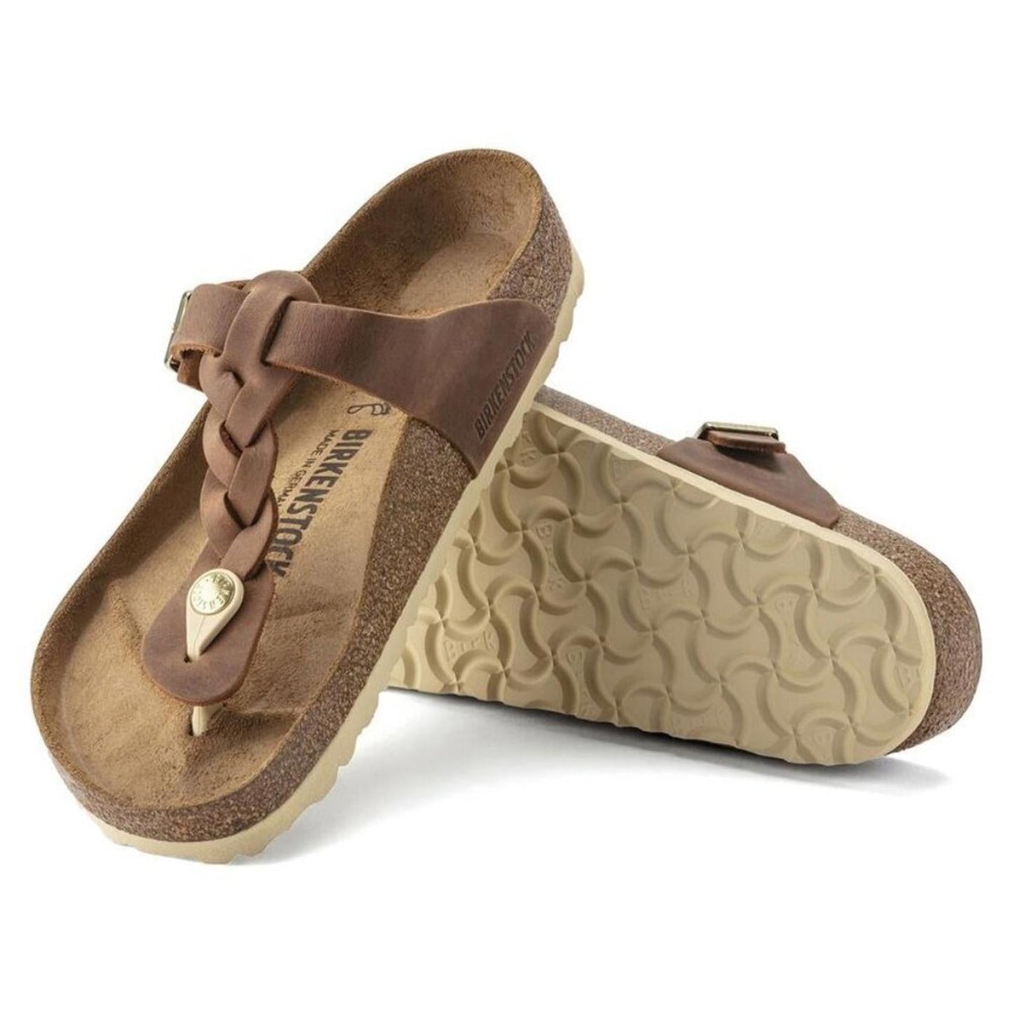 Gizeh Braided Cognac Oiled Leather Sandals
