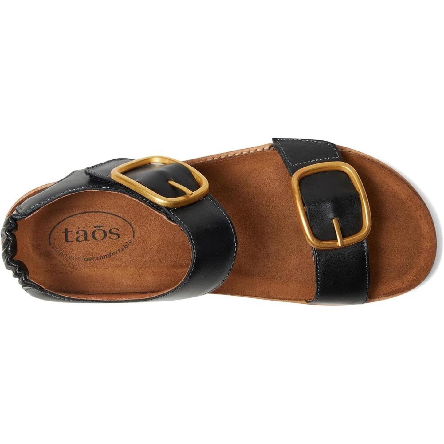 On The Double Black Leather Buckle Sandals