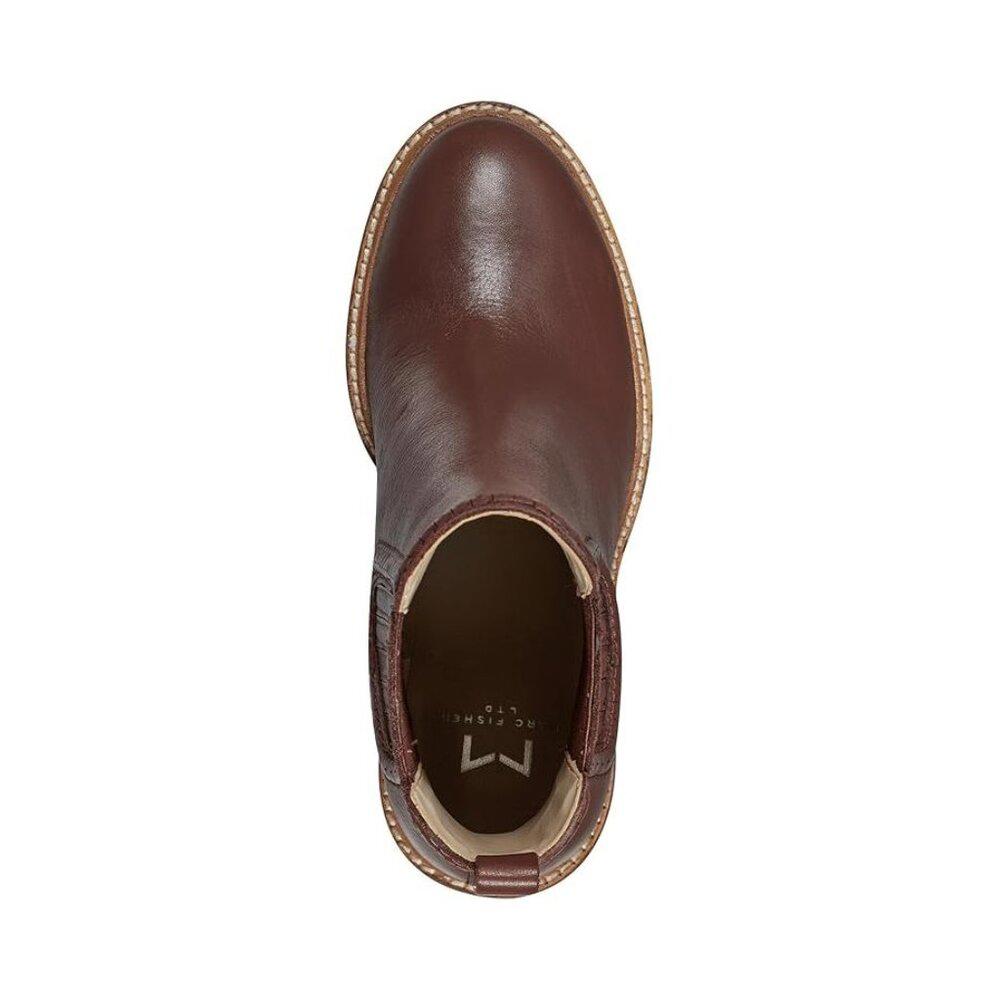 Halida Dark Natural Leather Heeled Chelsea Ankle Boots