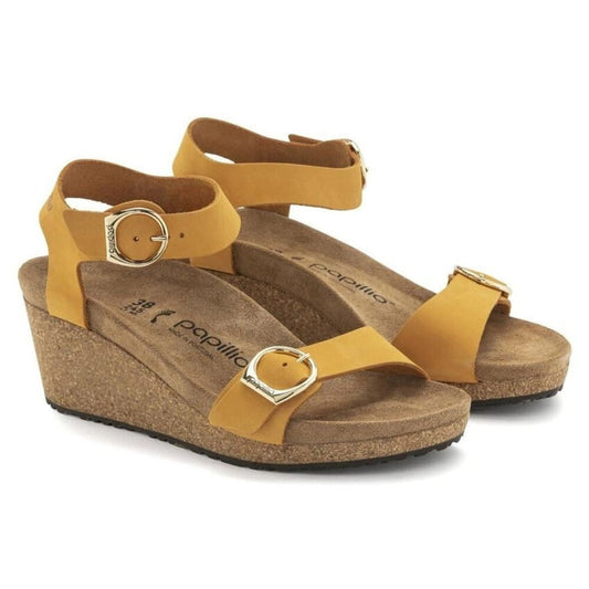 Papillio Soley Apricot Nubuck Leather Wedge Sandals