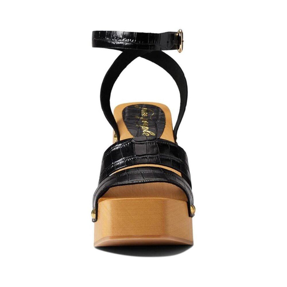 Free People Sandals Mallory Black Leather Heeled Clogs