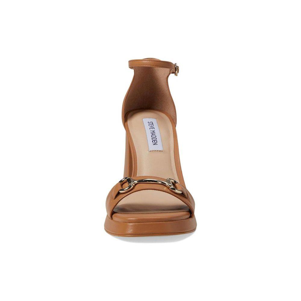 Cienna Tan Leather Metal Detail Heeled Sandals
