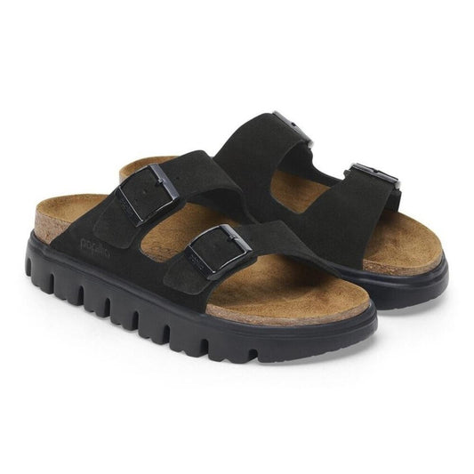 Arizona Black Suede Leather Chunky Sandals