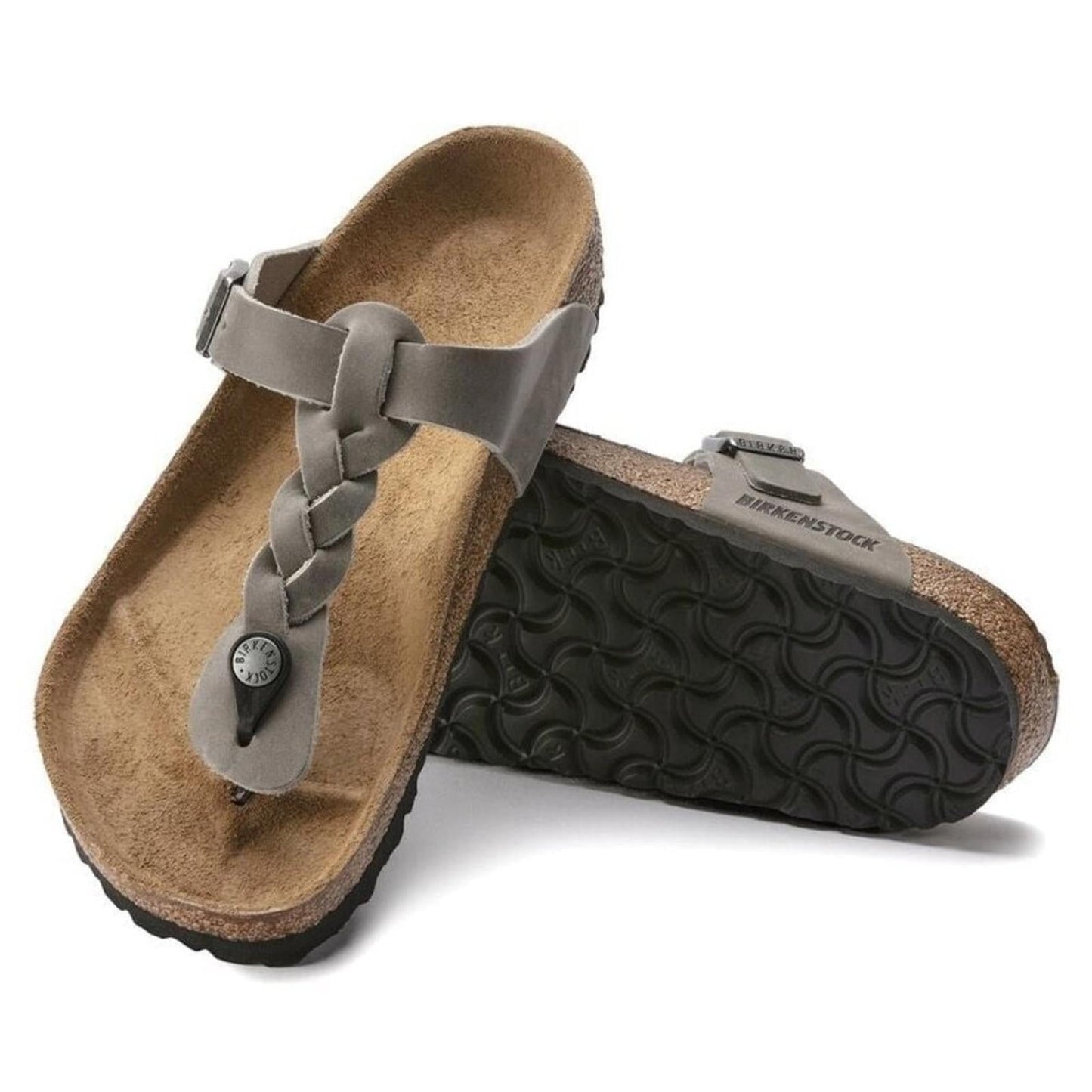 Gizeh Braided Iron Oiled Leather Sandals